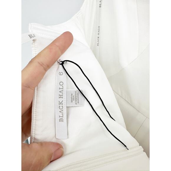 Black Halo Lena Strapless White Wide Leg Jumpsuit Size 6 - Picture 6 of 7